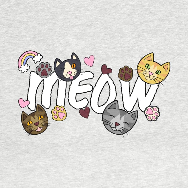 MEOW! Heavenly Cute Doodle Cats, Hearts, and Paws by FatCatSwagger